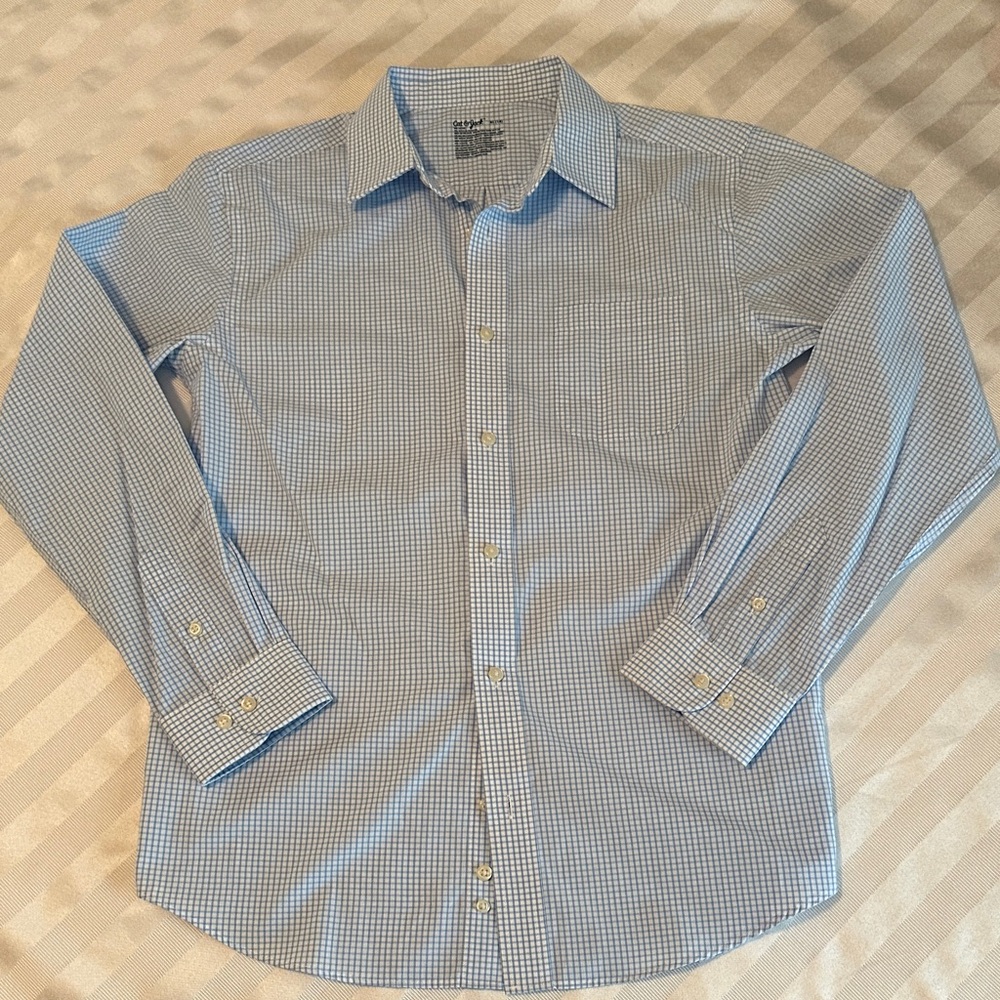NWOT Cat & Jack Boy's Blue Check Button Down Long Sleeve Shirt
